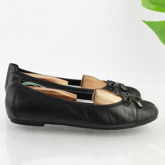 Vionic Womens Minna Ballet Flats Size 8.5 Black Leather Slip On Shoe Cap Toe Bow - Picture 8 of 12